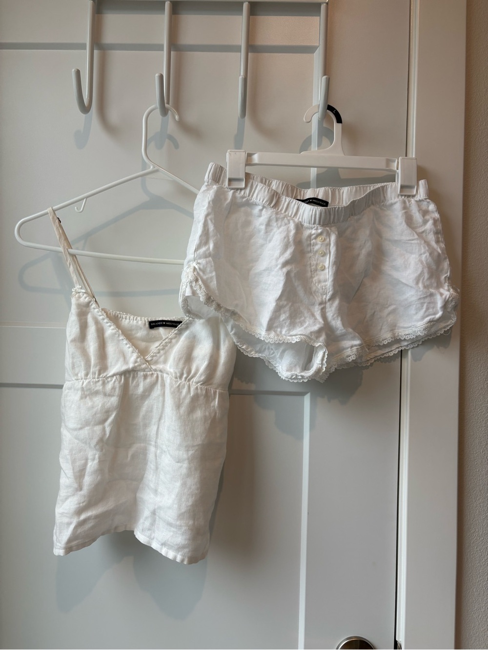 Brandy Melville White Linen Cami & Shorts Set